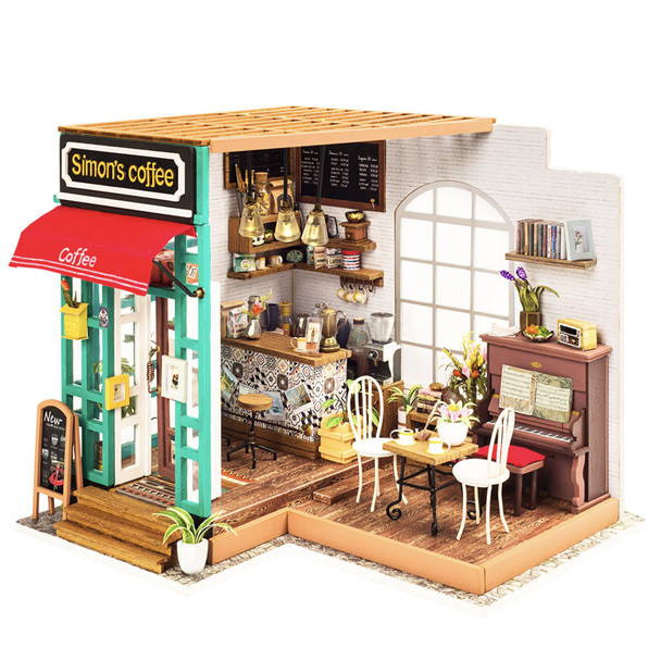 OakridgeStores.com | Rolife - Simon's Coffee - DIY 3D Miniature 1/24 Scale Dollhouse Room Box Craft Kit (DG109) 6946785164657