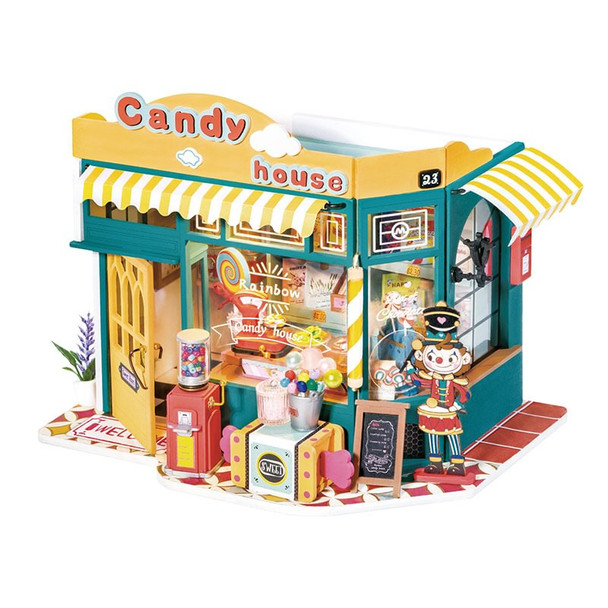 OakridgeStores.com | Rolife - Rainbow Candy House - DIY 3D Miniature 1/24 Scale Dollhouse Room Box Craft Kit (DG158) 6946785118636