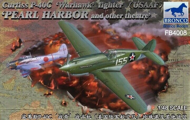 RESALE SHOP - Bronco 1/48 Curtiss P-40C Warhawk USAAF Pearl Harbor & Other Theatre FB4008 [U6]