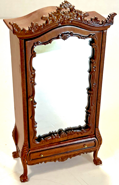 RESALE SHOP - 1:12 Dollhouse Bespaq ? Walnut Armoire With Mirror - preowned