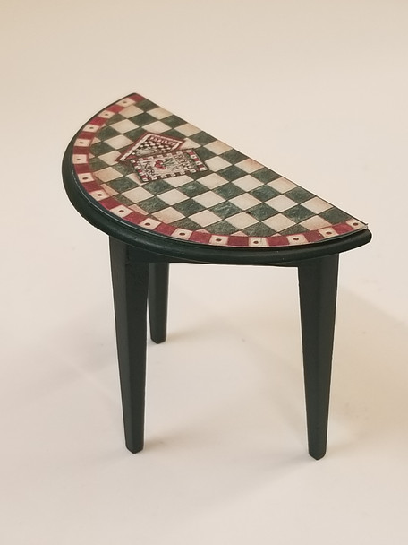 RESALE SHOP - 1:12 Dollhouse Checkered Half Round Side Table