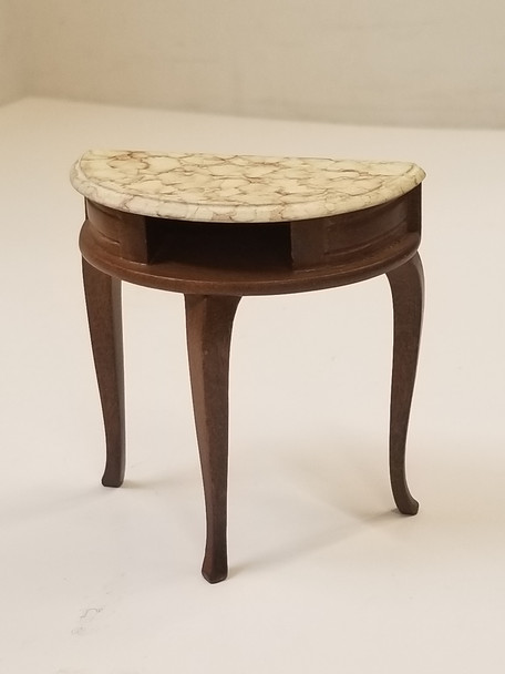 RESALE SHOP - 1:12 Dollhouse Marble Top Half Round Side Table