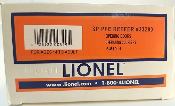 RESALE SHOP - Lionel O Scale #6-81011 SP PFE Reefer #33280 - NEW