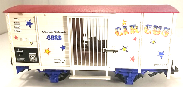 RESALE SHOP - LGB  G "Tiger Exhibit" Circus Train Car w/Tiger #4086 - no box- preowned (READ)