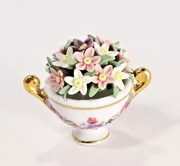 RESALE SHOP - Reutter 1 Inch Scale Decorated Flower Pot - Preowned