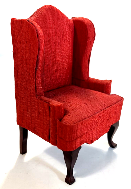 RESALE SHOP - 1:12 Miniature Classics Queen Anne Red Armchair - preowned