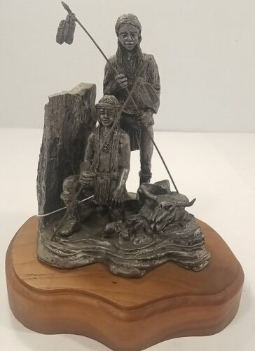 RESALE SHOP - RB Michael Ricker Pewter Sculpture Native American Indians "Barren Land"- used