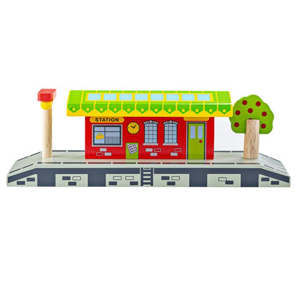 OakridgeStores.com | BigJigs - Village Station - Wooden Magnetic Toy Train Accessory (BJT190) 691621091906
