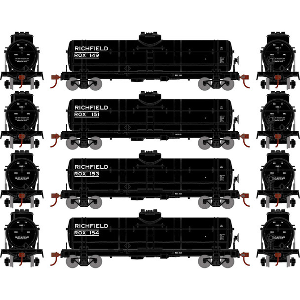 OakridgeStores.com | ATHEARN - HO 1-Dome Tank, Richfield/ROX (4) - (3379) 797534033795