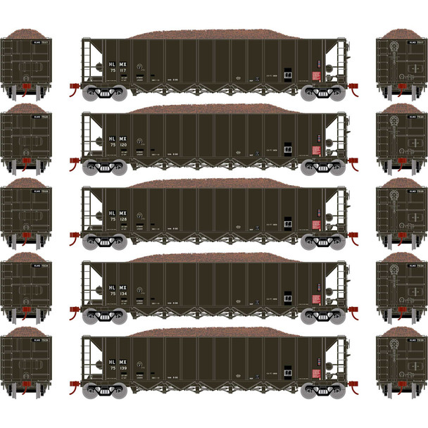 OakridgeStores.com | ATHEARN - HO RTR 5-Bay Rapid Discharge Hopper HLMX #2 (5) - (98498) 797534005105