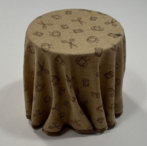 RESALE SHOP - 1:12 Dollhouse Brown Patterned Skirted Table