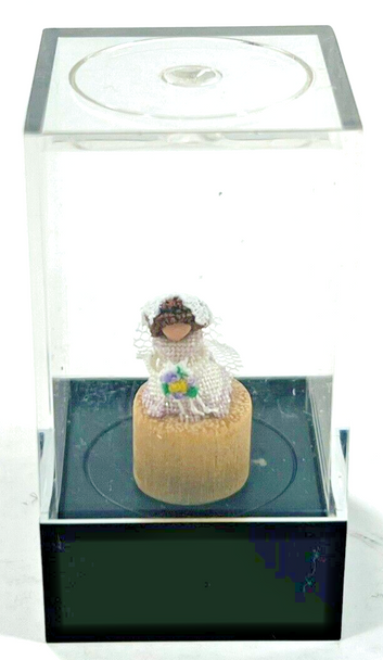 RESALE SHOP - Dollhouse 1:12 Miniature Bride Doll 7/8" tall on small stand - NEW - handmade