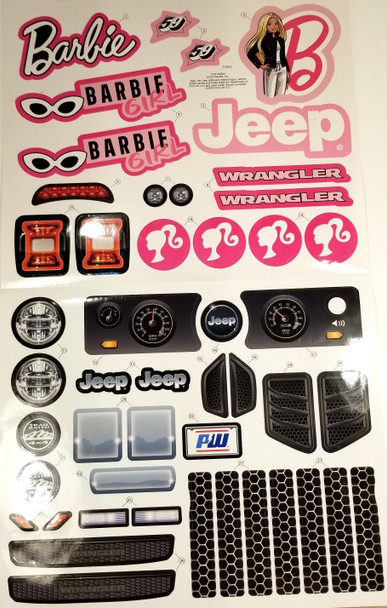 POWER WHEELS - 3900-8605 Label Sheet for HPP70 6V Barbie Jeep Wrangler POWER WHEELS - 3900-8605 Label Sheet for HPP70 6V Barbie Jeep Wrangler