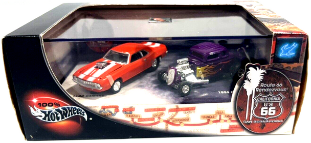 RESALE SHOP - Hot Wheels 1:64  Rte 66 Rendezvous S Bernardino ‘68 Camaro & ‘34 Ford -NEW