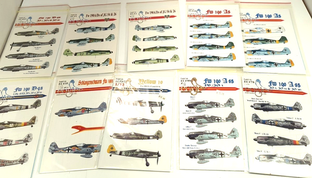 RESALE SHOP - 1:32 And 1:48 Decals For German Fw190 (lot of 10) - NEW