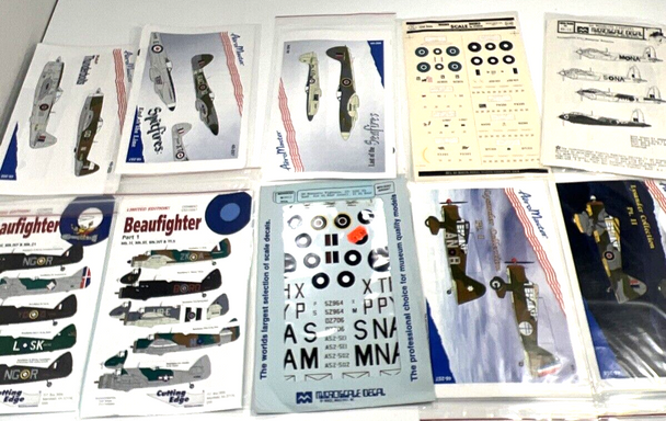 RESALE SHOP - 1:48 Decals For British Planes — Beaufighter —mosquito — Spitfires —p47 
