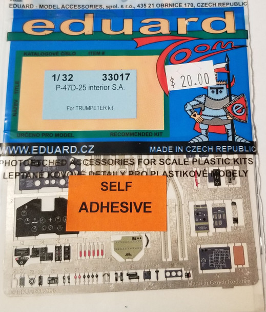 RESALE SHOP - Eduard Zoom 1:32 Self Adhesive P-47D-25 Interior S.A. For Trumpeter Kits 33017