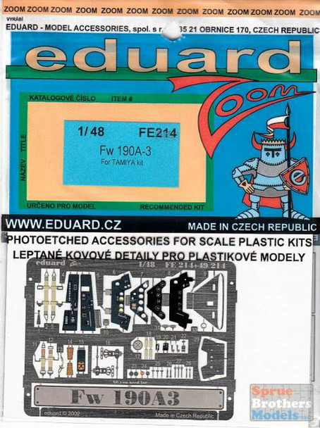 RESALE SHOP - EDUFE214 1:48 Eduard ZOOM Color Zoom PE - Fw 190A-3 (TAMIYA kit)