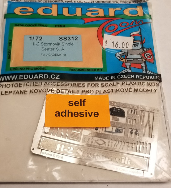 RESALE SHOP - EDUARD SS312 II-2 STORMOVIK SINGLE SEATER S.A. 1/72 For Academy