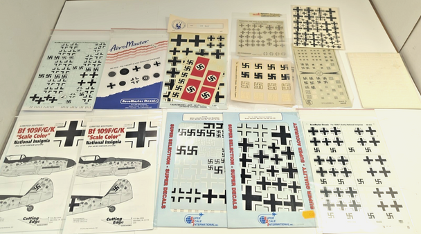 RESALE SHOP - Lot of 11 1:32 & 1:48 & 1:72 WWII German Aircraft Model Decals - Misc. Insignias