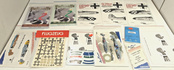 RESALE SHOP - Lot of 12 1:48 & 1:72 WWII German Aircraft Model Decals -  (Bf109, Fw190)