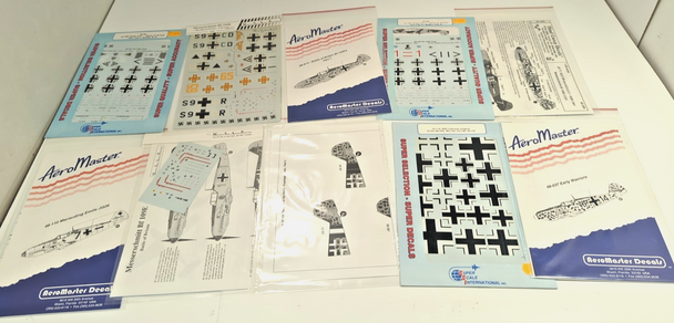 RESALE SHOP - Lot of 10 1:32 & 1:48 WWII German Aircraft Model Decals - (Bf109)