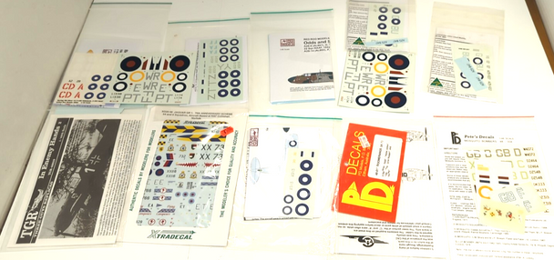 RESALE SHOP - (Lot of 10) 1:48 decals for RAF planes- jaguar -- boomerang-- mosquito