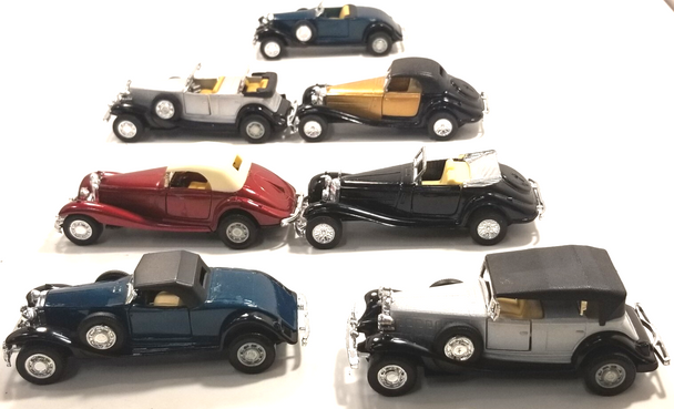 RESALE SHOP - Lot Of 7 Misc Retro Made Old Style Cars 1:43  Die Cast/Plastic - preowned