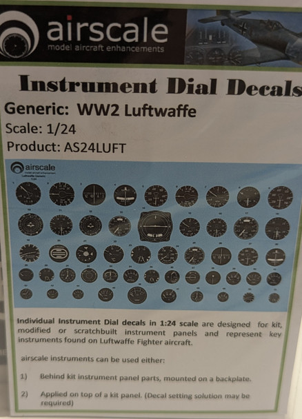 RESALE SHOP - Airscale Instrument dial Decals 1/24 WWII Luftwaffe AS24