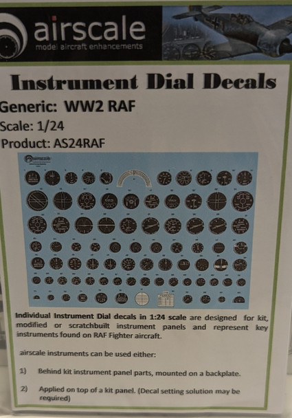 RESALE SHOP - Airscale Instrument dial Decals 1/24 WWII RAF