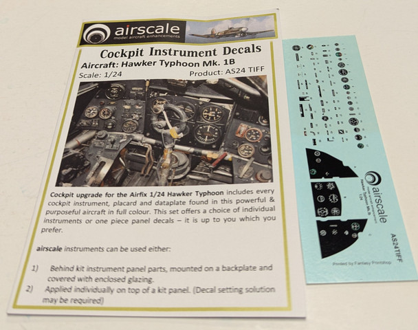 RESALE SHOP - Airscale Instrument Cockpit Decals 1/24 Hawker Typhoon MK.1B AS24