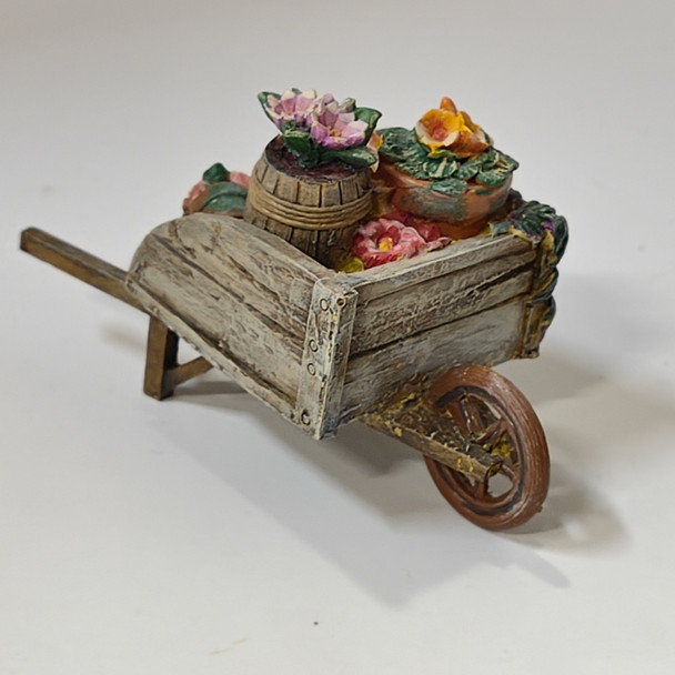 RESALE SHOP - Dollhouse Miniature 1:12 1:24 Wheelbarrow With Flowers And Potted Plants