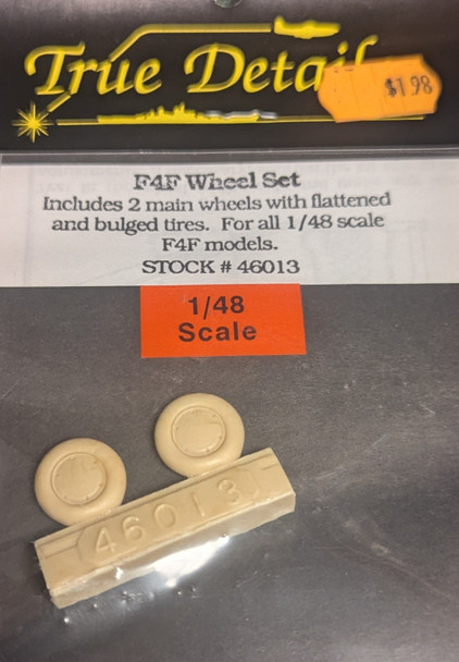 RESALE SHOP - True Details 1/48 2 Main Wheels Flattened/Bulged Tires F4F Wheel Set