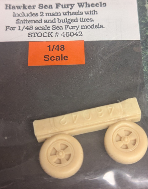 RESALE SHOP - True Details 1/48 2 Main Wheels Flattened/Bulged Tires Hawker Sea Fury Wheels