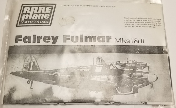 RESALE SHOP - Rare Planes Fairey Fulmar MksI&II 1/72 Vaccuform Kit