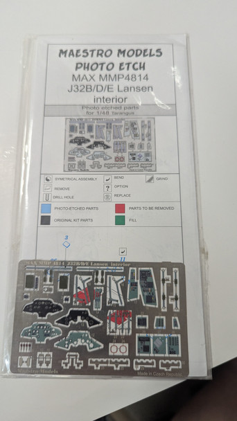 RESALE SHOP - Maestro Models PE Interior Part Set For 1/48 Tarangus J32B/D/E Lansen #4814