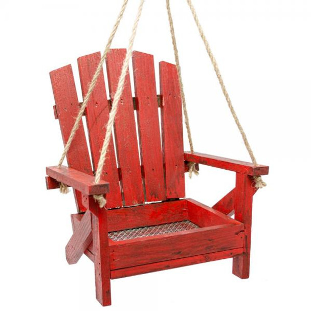 OakridgeStores.com | Backyard Essentials - Red Adirondack Chair Feeder - Wood Construction with - BE159 645194779846