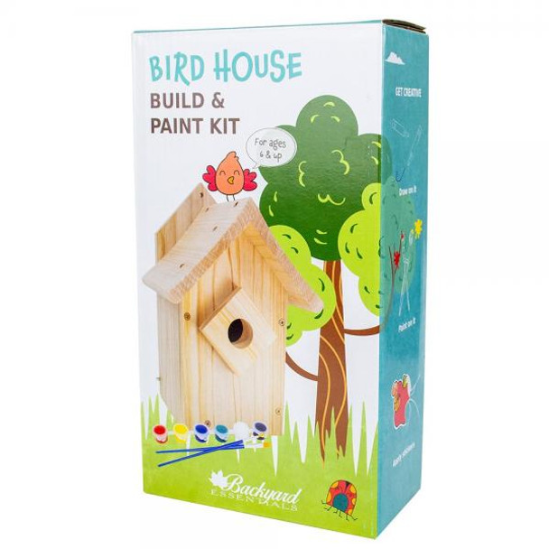 OakridgeStores.com | BACKYARD ESSENTIALS - Kids Bird House Build & Paint Kit - For Wrens - BE502 645194780279