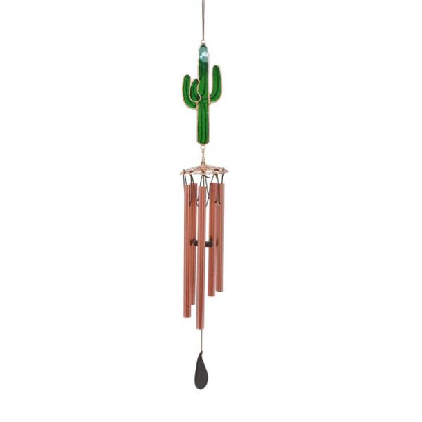 OakridgeStores.com | Gift Essentials - Saguaro Cactus Wind Chime - Stained Glass Decor - GE357 645194903548