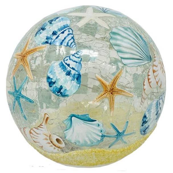 OakridgeStores.com | Gift Essentials - Blue Shells LED Crackle Glass Globe - 6 inches - GE439 645194088436 OakridgeStores.com | Gift Essentials - Blue Shells LED Crackle Glass Globe - 6 inches - GE439 645194088436