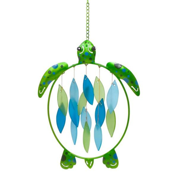 OakridgeStores.com | Gift Essentials - Small Sea Turtle - Glass Wind Chime - GEBLUEG382 645194023161
