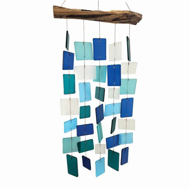 OakridgeStores.com | Gift Essentials - Ocean Beveled Squares - Glass Chime - GEBLUEG625 645194023109