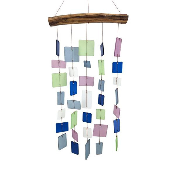 OakridgeStores.com | Gift Essentials - Mountain Beveled Squares - Glass Wind Chime - GEBLUEG626 645194023116