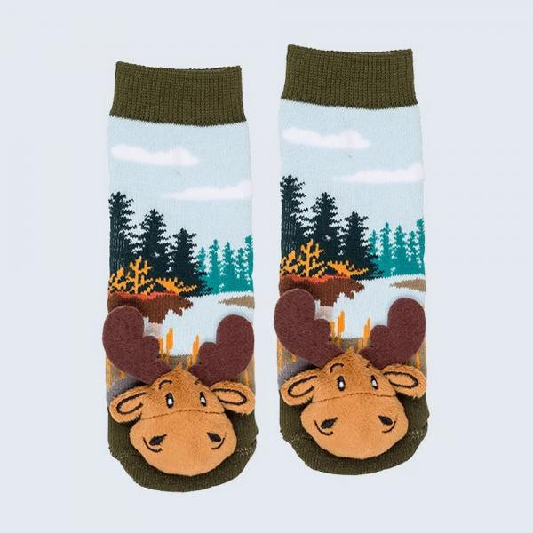 OakridgeStores.com | Messy Moose Socks - Meadow Moose Toddler Slipper Socks - MM27145 069202271458