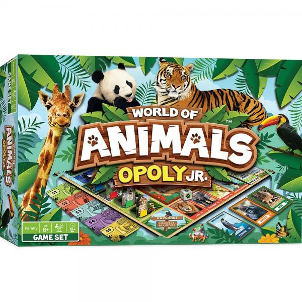 OakridgeStores.com | MasterPieces Puzzles - World of Animals Opoly Junior - Educational Board Game - 42079 705988420795