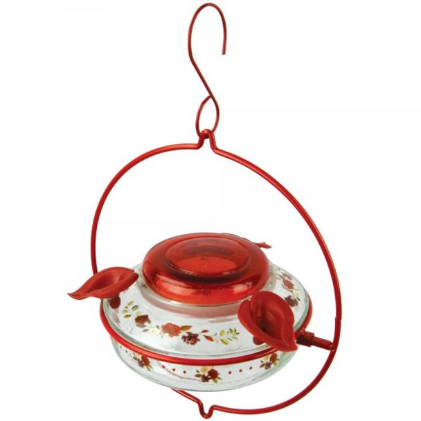 OakridgeStores.com | Nature's Way - Decorative Glass Top Fill Hummingbird Feeder - Crimson Corsage - NWDTHF1 850028089200