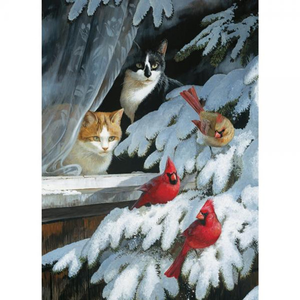 OakridgeStores.com | Cobble Hill - Bird Watchers - Cardinals in Winter - 1000 Piece Puzzle - OMP70041 625012700412