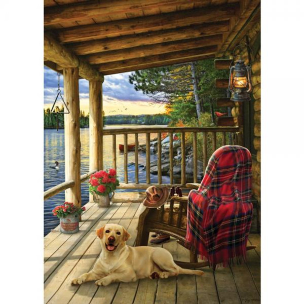 OakridgeStores.com | Cobble Hill - Cabin Porch - Labrador - 1000 Piece Puzzle - OMP70049 625012700498 OakridgeStores.com | Cobble Hill - Cabin Porch - Labrador - 1000 Piece Puzzle - OMP70049 625012700498