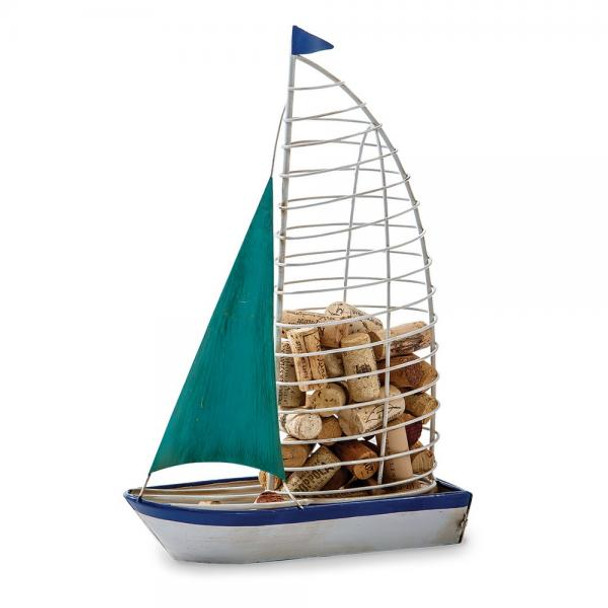 OakridgeStores.com | Oak and Olive - Cork Caddy Sailboat - Wine Bottle and Champagne Cork Collector - PSA-650SB 807348128256