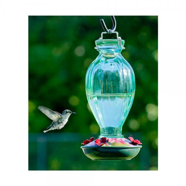OakridgeStores.com | Woodlink - 20 oz Fluted Glass Hummingbird Feeder - 4 Flower Nectar Ports - WL24107 047977008974